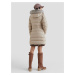 Béžový dámský prošívaný zimní kabát s kapucí a umělým kožíškem Tommy Hilfiger