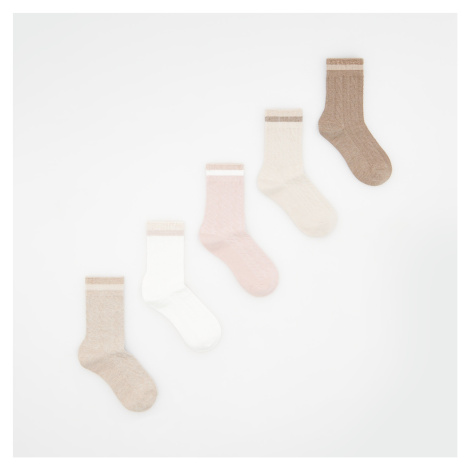 Reserved - Ponožky s příměsí metalické příze - Krémová