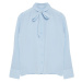 Trendyol Blue Regular Fit Woven Shirt with Closed Collar Ruffle Detail