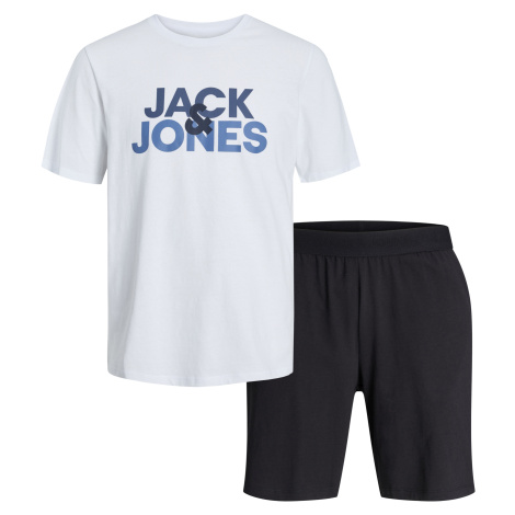 Jack&Jones Pánské pyžamo JACULA Standard Fit 12255000 White/Shorts Bia Jack & Jones