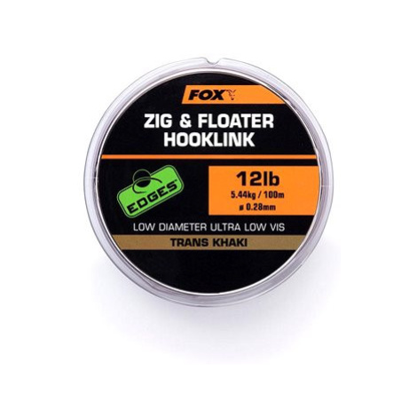 Fox Zig and Floater Hooklink Trans Khaki 100 m, 0,28 mm, 12 lb
