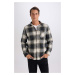 DEFACTO Regular Fit Polo Collar Plaid Flannel Long Sleeve Shirt