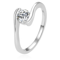 Beneto Elegantní stříbrný prsten s čirým zirkonem AGG367 56 mm