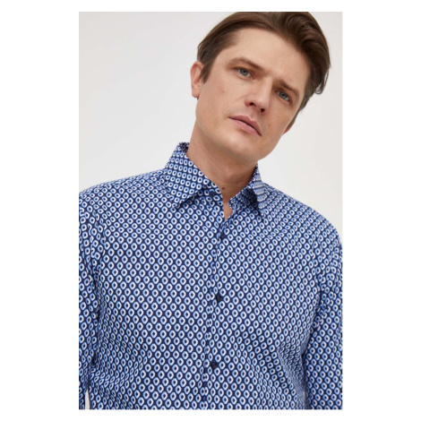 Košile BOSS pánská, tmavomodrá barva, slim, s klasickým límcem, 50508767 Hugo Boss