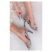 Stříbrné sandály s vyměnitelnými podpatky Perfect Match Silver + tenký podpatek 10cm