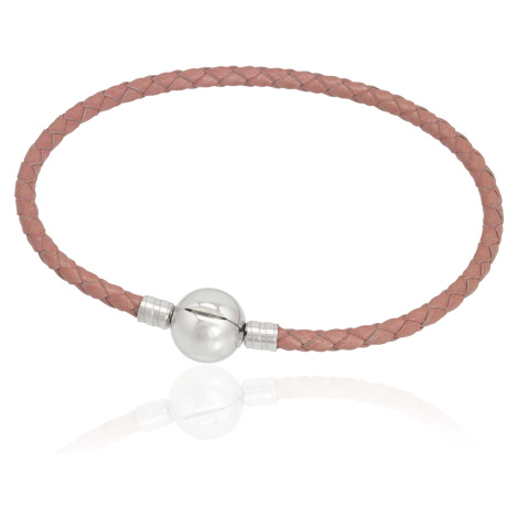 Linda's Jewelry Kožený náramek Růžový Chirurgická ocel INR129 Délka: 19