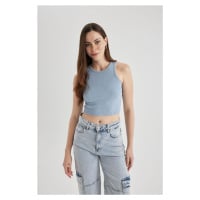 DEFACTO Crew Neck Ribbed Camisole Washed Faded Effect Basic Undershirt