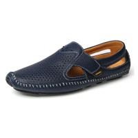 Letní kožené prošívané boty slip-on