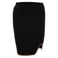 Trendyol Curve černá pletená sukně s řetízkovým detailem