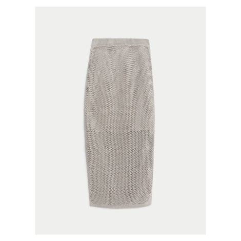 Dámská pletená midi sukně ve stříbrné barvě Marks & Spencer