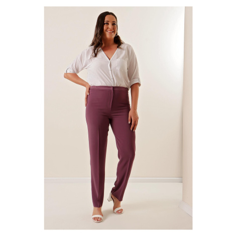 By Saygı Imported Crepe Wide Size Trousers with Elastic Sides