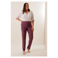 By Saygı Imported Crepe Wide Size Trousers with Elastic Sides