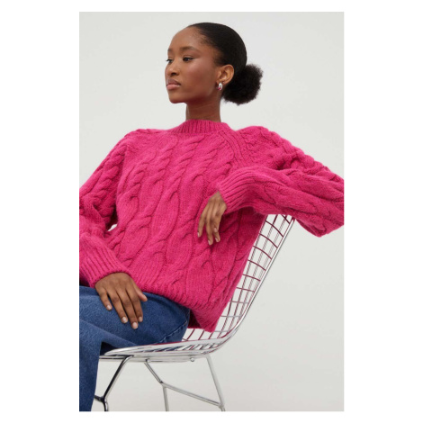 Vlněný svetr Answear Lab růžová barva, hřejivý