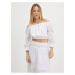 Bílý dámský vzorovaný crop top Guess Rafa