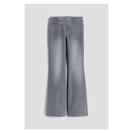 H & M - Žerzejové kalhoty Flared - šedá H&M