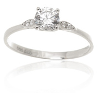 Dámský prsten z bílého zlata s čirými zirkony PR0646F + DÁREK ZDARMA