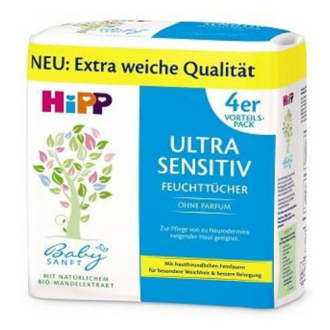 HiPP BabySanft Čistící vlhčené ubrousky Ultra Sensitiv 4x 52 kusů