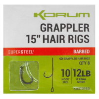 Korum návazec grappler 15” hair rigs barbed 38 cm - velikost háčku 10 průměr 0,28 mm nosnost 12 