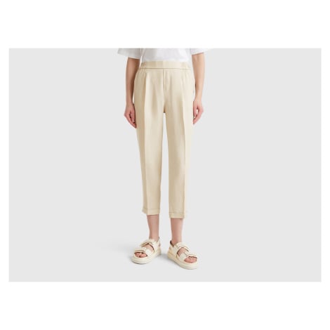 Benetton, Cropped Trousers In 100% Linen United Colors of Benetton