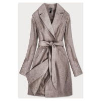 Hnědý dámský kabát s vzorem model 14968424 - ROSSE LINE