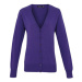 Premier Workwear Dámský pletený kardigan na knoflíky PR697 Purple -ca. Pantone 269
