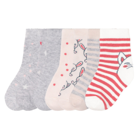 lupilu® Dívčí ponožky s BIO bavlnou, 7 párů (šedá/růžová/bílá)