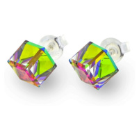 Náušnice se Swarovski Elements Medium Cube Studs K48416VM Vitrail Medium