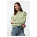 Trendyol Mint Thick Inside Fleece Regular/Normal Pattern Crew Neck Basic Knitted Sweatshirt