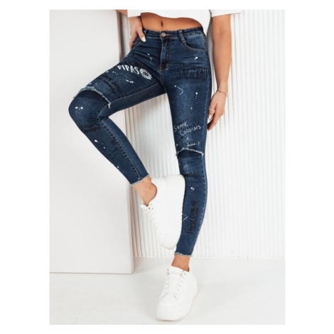 Modré dámské džíny s potiskem DStreet