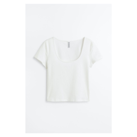 H & M - Tričko z bavlněného žerzeje - bílá H&M