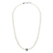 Manoki Pánský perlový náhrdelník Aronne - lebka, chirurgická ocel WA706 Stříbrná 47 cm Bílá