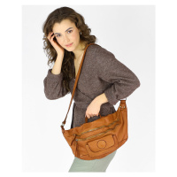 Velká dámská kožená půlměsícová taška s kapsami
