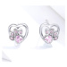 GRACE Silver Jewellery Stříbrné náušnice se zirkony růžová Psí Tlapka, stříbro 925/1000 E-SCE654