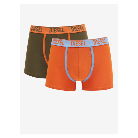 Sada dvou pánských boxerek v khaki a oranžové barvě Diesel