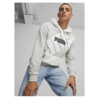 Světle šedá pánská žíhaná mikina s kapucí Puma Power Power Graphic Hoodie