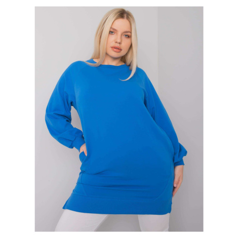Tmavě modrá bavlněná mikina větší velikosti pro ženy Fashionhunters