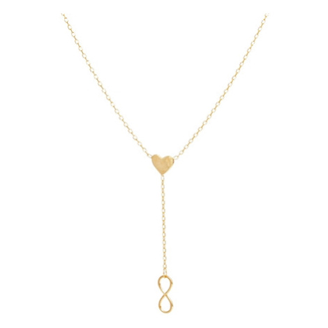 Dámský náhrdelník ze žlutého zlata s nekonečnem a srdíčkem ZLNAH114F + DÁREK ZDARMA Ego Fashion
