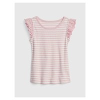 Růžové holčičí tričko pruhované s volánkem GAP