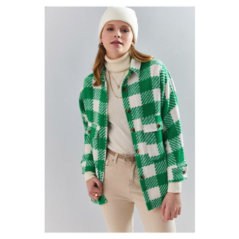 Bianco Lucci Women's Checkered Shirt with Double Pockets