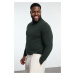 Trendyol Khaki FL Men's Slim Half Turtleneck Plain Knitwear Plus Size Sweater