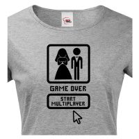 Dámské  tričko na rozlučku Game over, start multiplayer