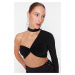 Trendyol Černý Pletený Crop Bustier