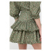 Bavlněná sukně Custommade zelená barva, mini, áčková
