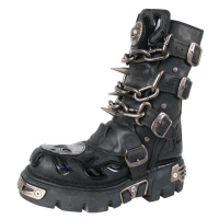 boty kožené dámské - Chain Boots Black - NEW ROCK - M.727-S1