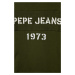 Dětská bavlněná mikina Pepe Jeans zelená barva, s aplikací