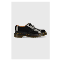 Polobotky Dr. Martens Black Patent Lamper dámské, černá barva, na plochém podpatku, 10084001