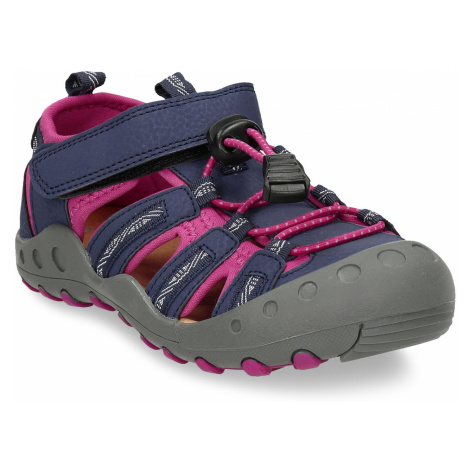 Dětské modré sandály s růžovými detaily