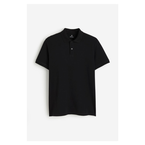 H & M - Tričko z piké s límečkem Regular Fit - černá H&M