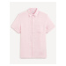 Světle růžová pánská lněná košile Celio Damarlin
