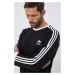 Bavlněné tričko s dlouhým rukávem adidas Originals 3-Stripes Long Sleeve Tee černá barva, s apli